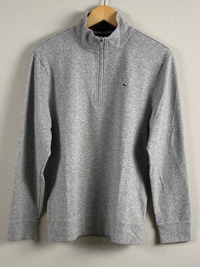 Vineyard Vines Performance Saltwater Half Zip Sweater | Light Gray Heather